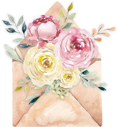 Watercolor Envelope with Bouquet of Flowers